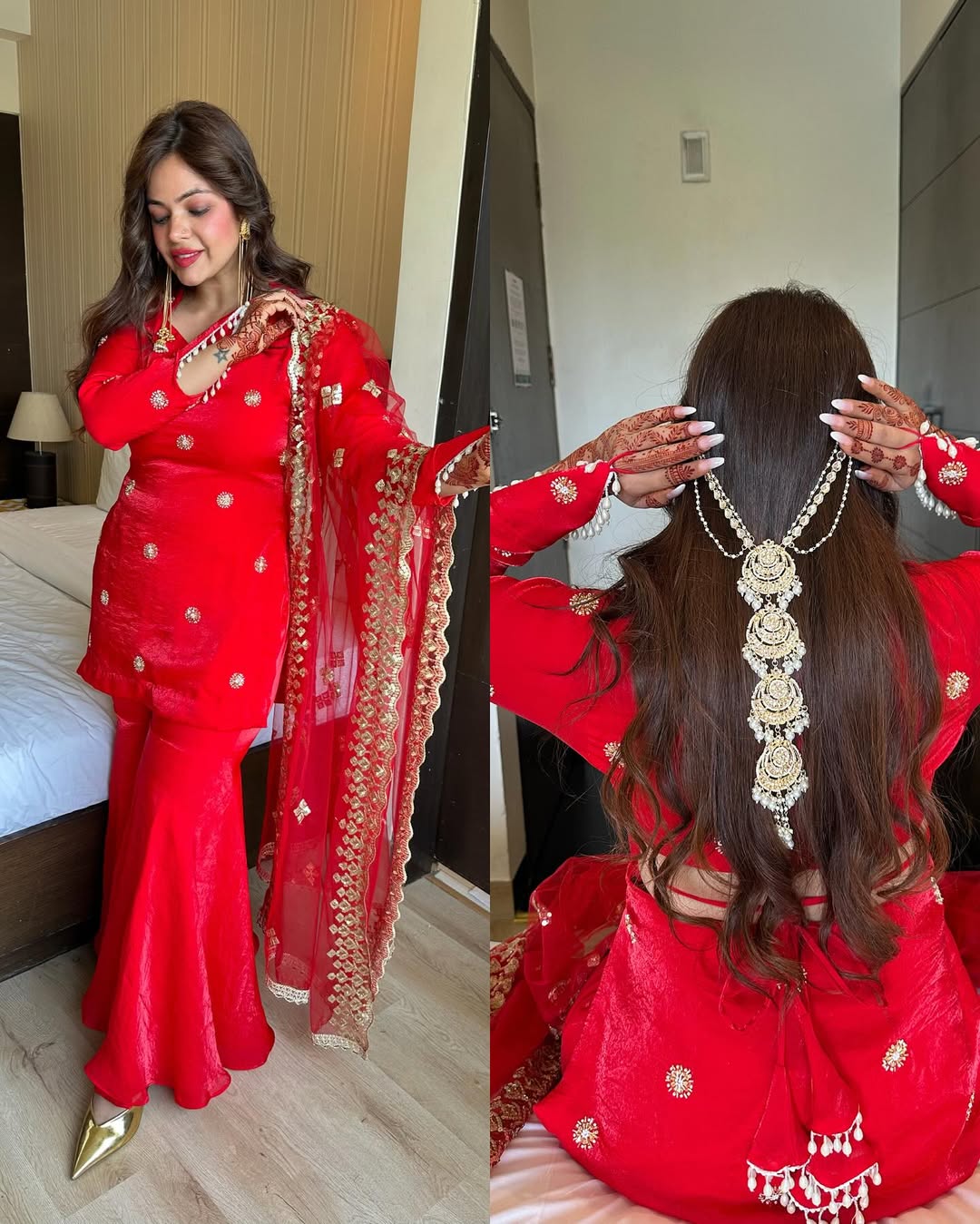 Red Sharara Suit