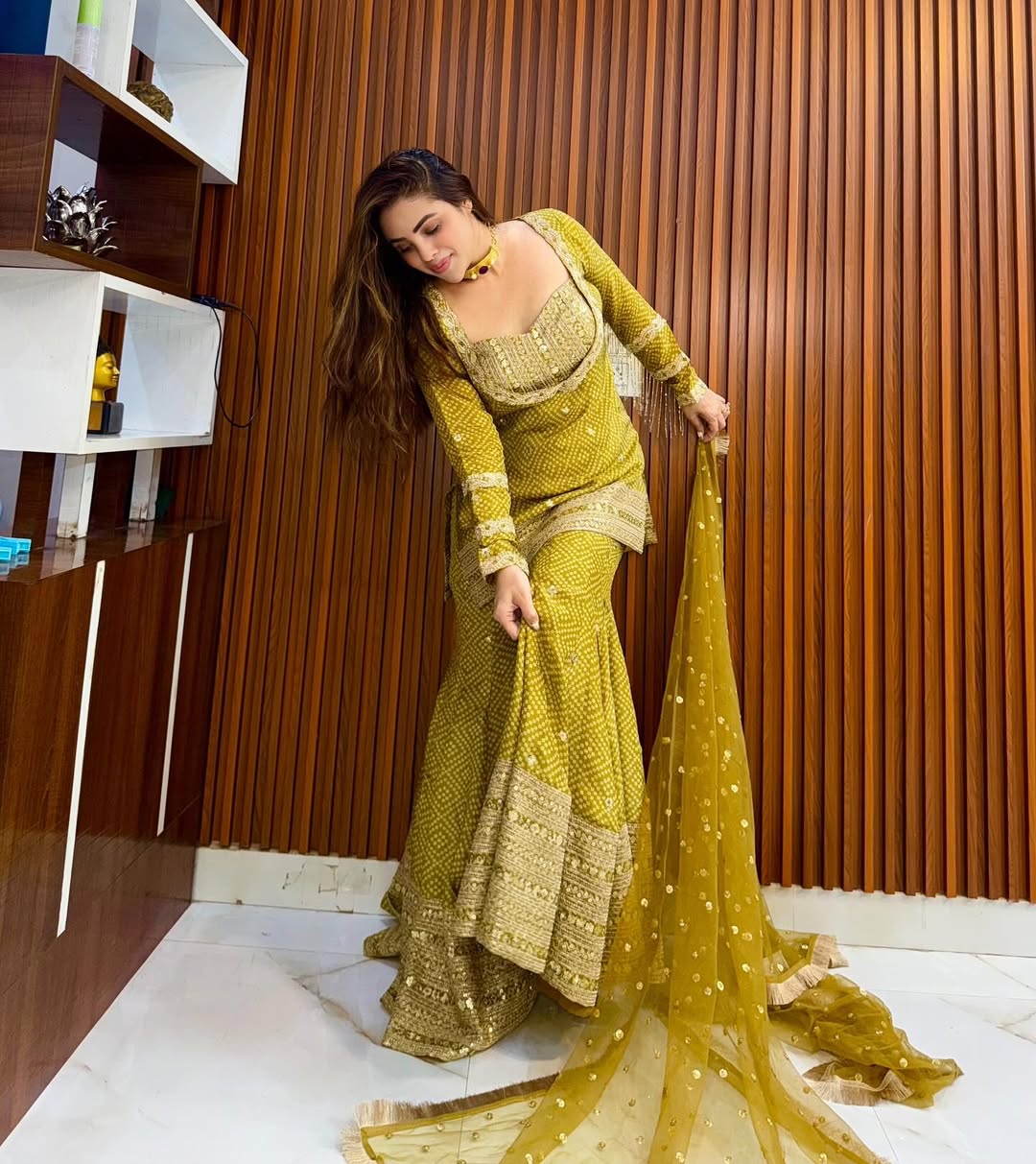 Ayesha Golden Noor Designer Sharara Set