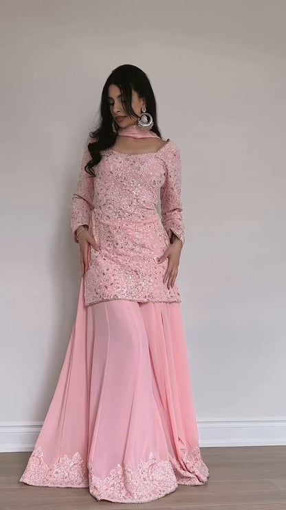 Zara Rose Glow embroidery Sharara Suit