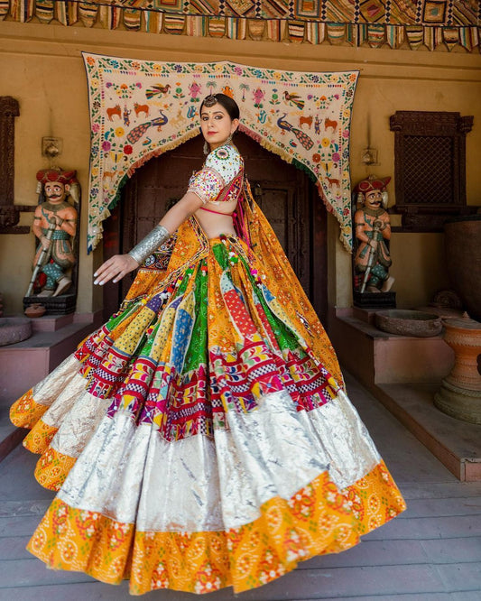 Riya Mirror Work With Silver Jari Gota Soft Butter Silk Lehenga Choli