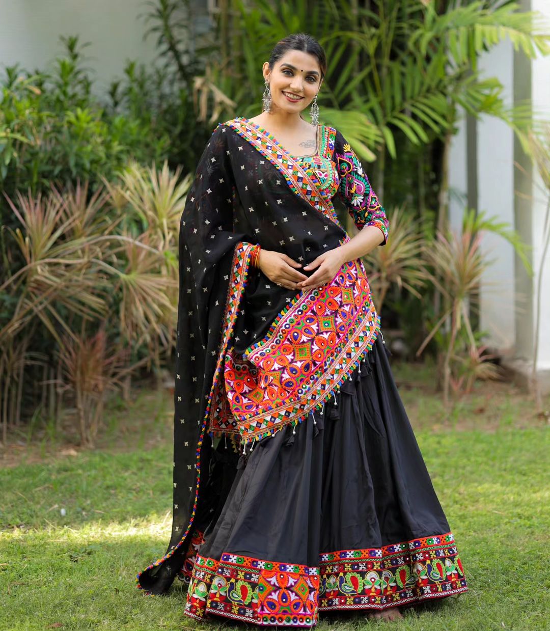 Black Color Soft Butter Silk Fancy Mirror Work Lehenga Choli