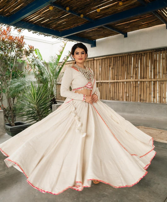 Lvory Grace: Ethereal Chaniya Choli with Subtle Pink Highlights