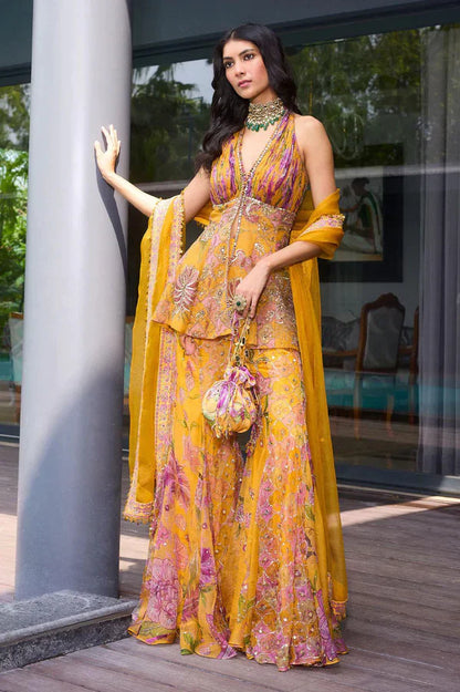 Farhana Hand Embroidered Halter Neck Sharara Set