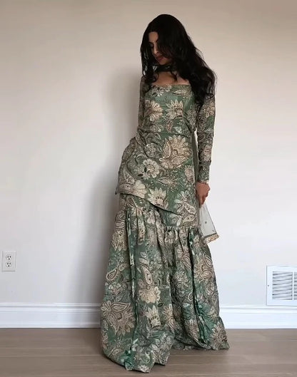 Floral Festive Mustard Sharara Set