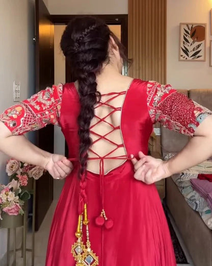 Royal Red Embroidered Anarkali Set