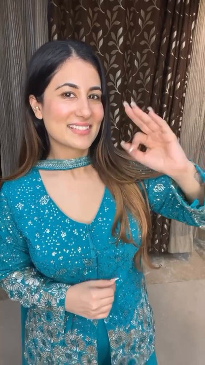 Navya Embroidered Georgette Sharara Set