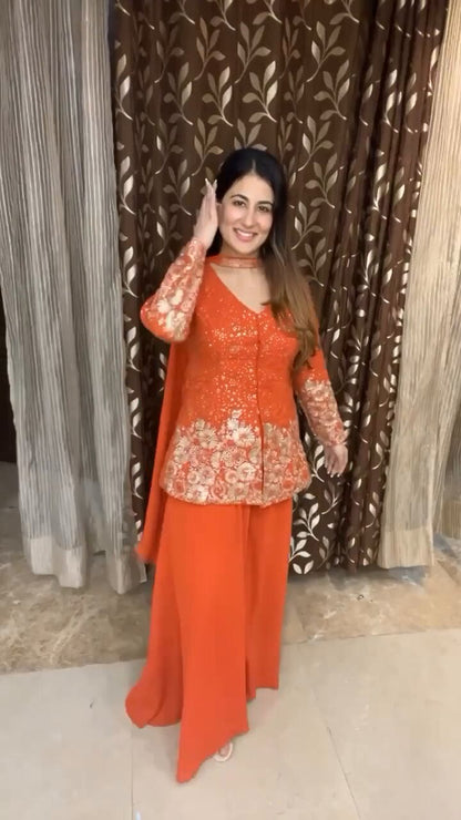 Navya Embroidered Georgette Sharara Set