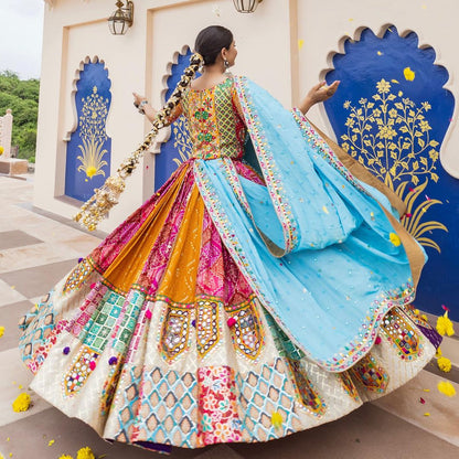 Beautiful Handwork with Real Mirror Work  Cotton Lehenga Choli
