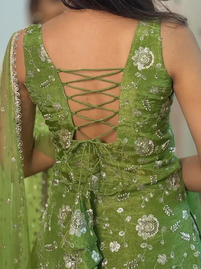 Elegant Mehendi Green Sharara Set