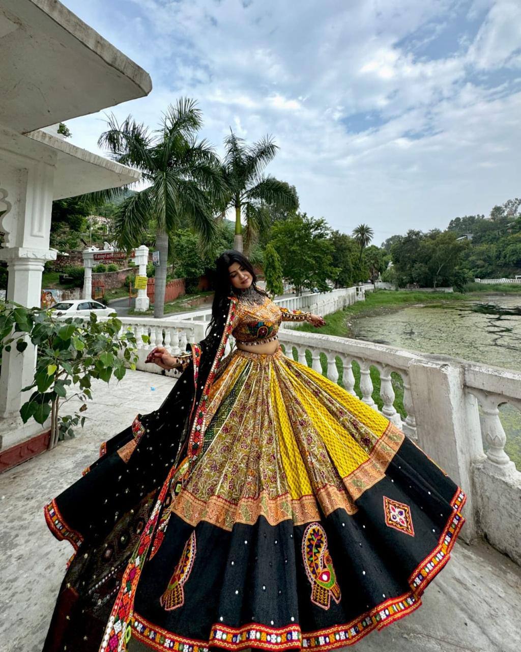 Radiant Navratri Vibes: Handcrafted Embroidered Lehenga Choli