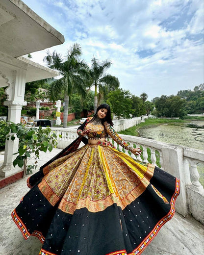 Radiant Navratri Vibes: Handcrafted Embroidered Lehenga Choli