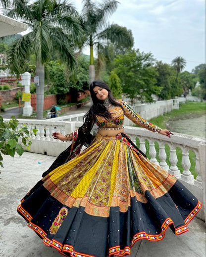 Radiant Navratri Vibes: Handcrafted Embroidered Lehenga Choli