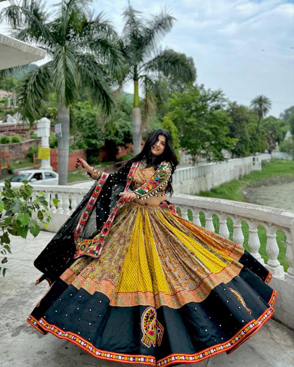Radiant Navratri Vibes: Handcrafted Embroidered Lehenga Choli