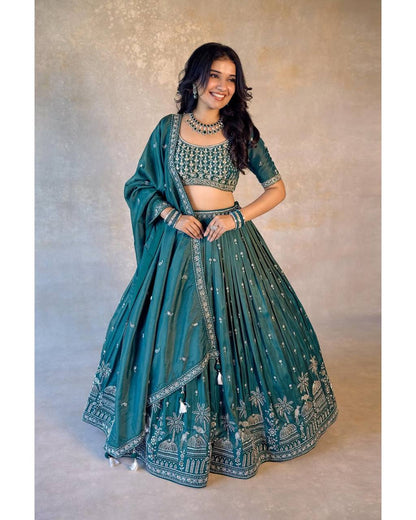Teal Majesty Designer Festive Lehenga with Dupatta