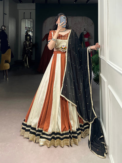 Vintage Rust Panelled Modern Royalty Lehenga