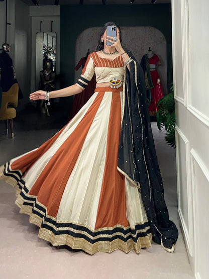 Vintage Rust Panelled Modern Royalty Lehenga