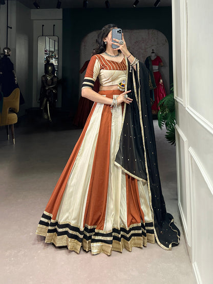 Vintage Rust Panelled Modern Royalty Lehenga