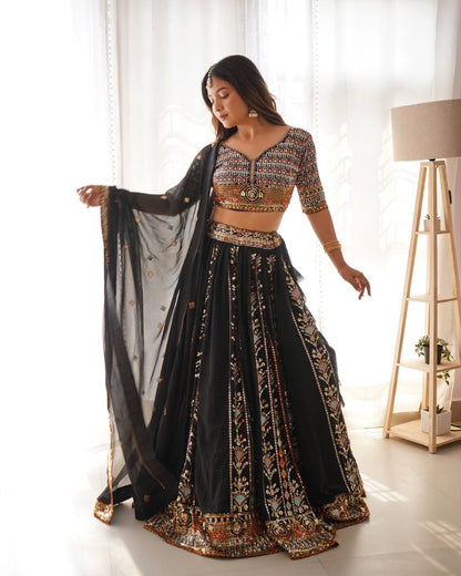 Black Elegance Reimagined Embroidered Lehenga