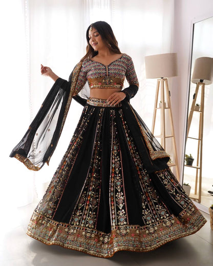 Black Elegance Reimagined Embroidered Lehenga
