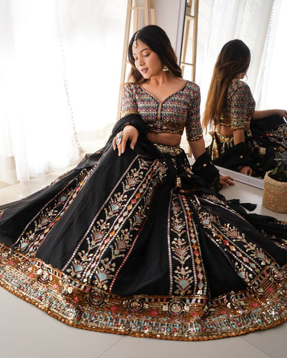 Black Elegance Reimagined Embroidered Lehenga