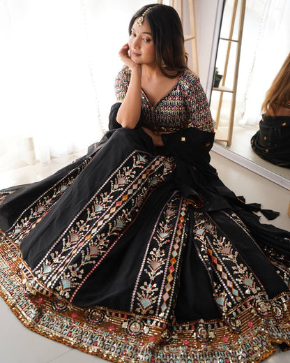 Black Elegance Reimagined Embroidered Lehenga