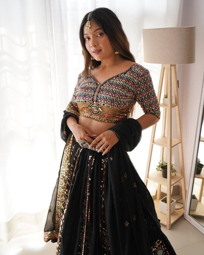 Black Elegance Reimagined Embroidered Lehenga