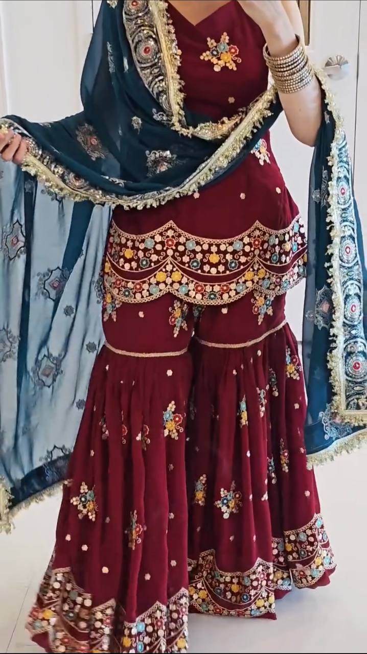 Nazneen Royal And Bold Designer Party Wear Sharara