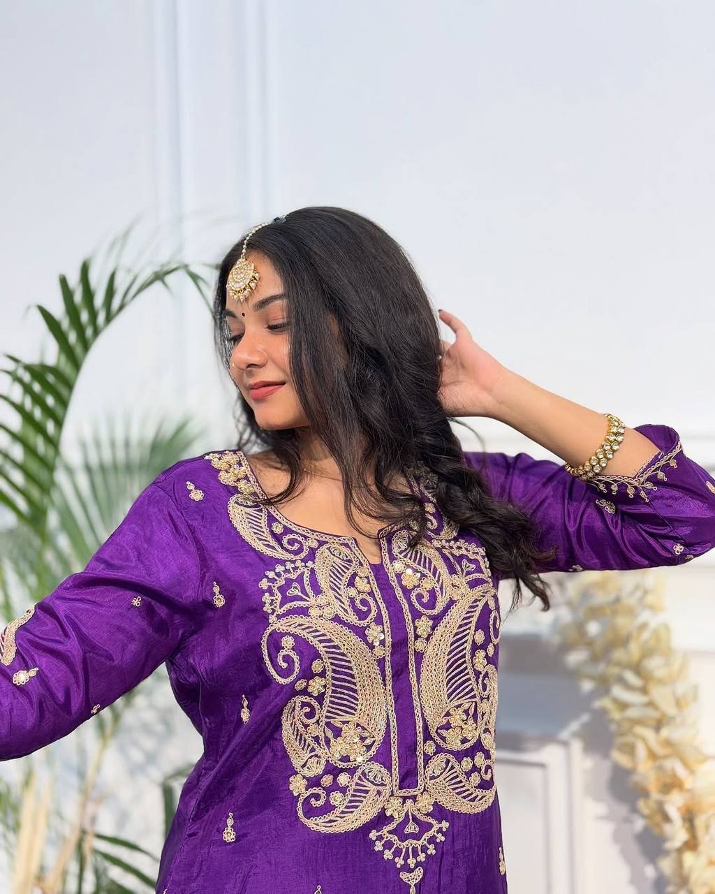 Purple Floral Fantasy Sharara Suit for Special Occasions