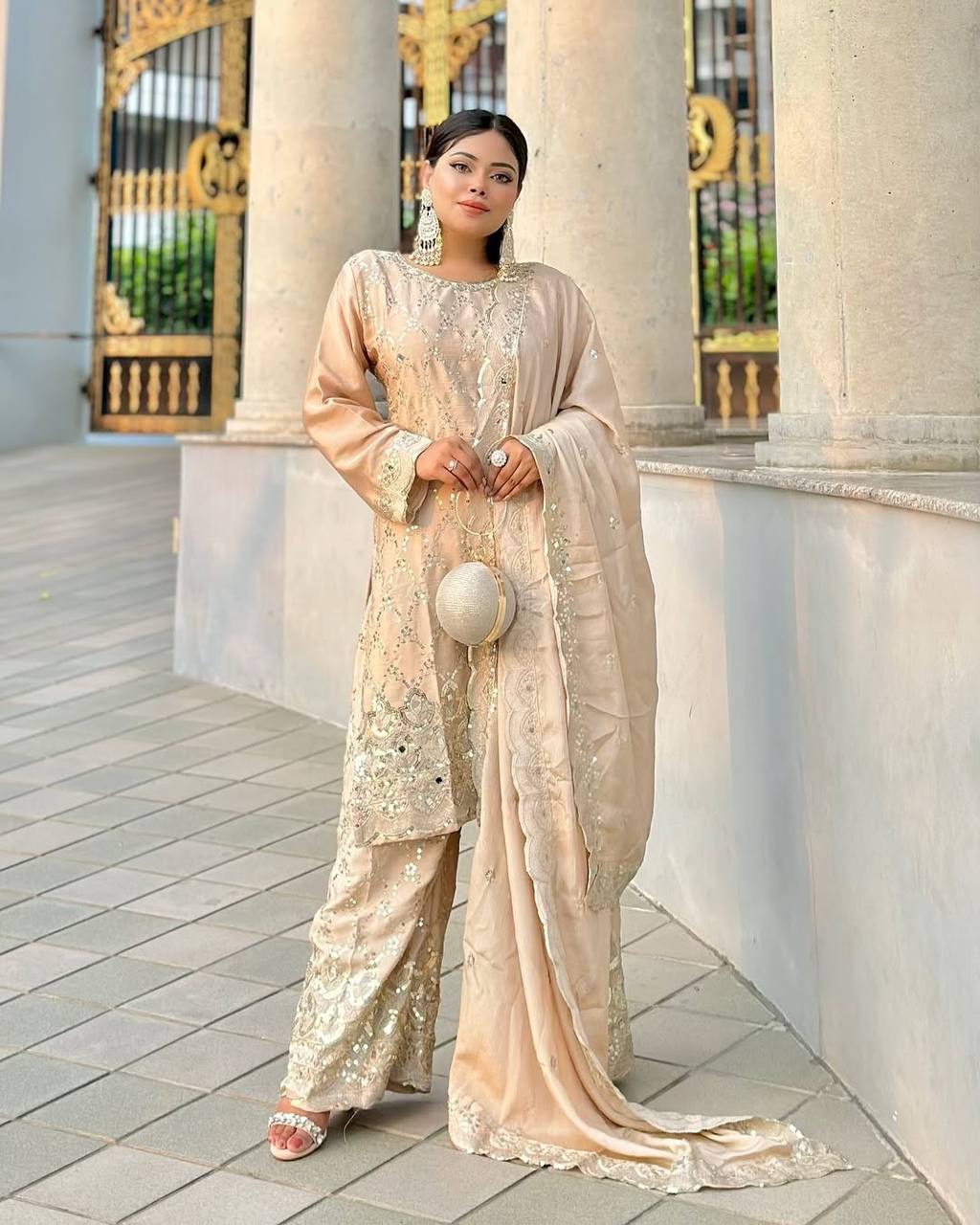 Zarista Sequence Work with Real Mirror Hand Work Sharara