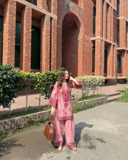 Pink Parinda New Designer Heavy Cotton Salwar Suit