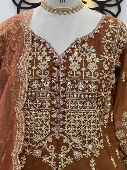 Rustic Jharoka Beads Handwork  Coding Sequence Lahenga