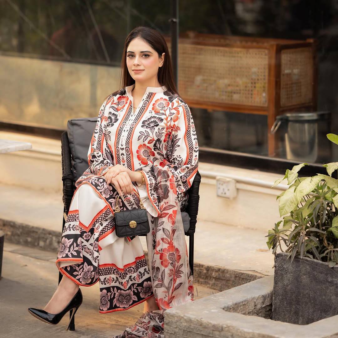 Meher Mughal Touch Sophisticated Florals Designer Plazzo Set