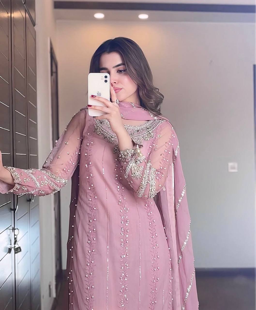 Kayra Designer Pastel Pink Plazzo Set