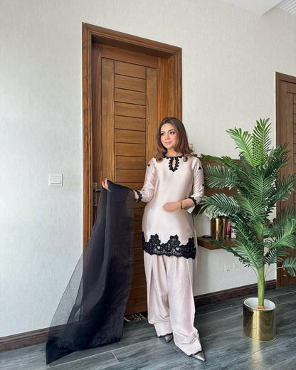 Garnet Glow French Creape Farsi Salwar Suit