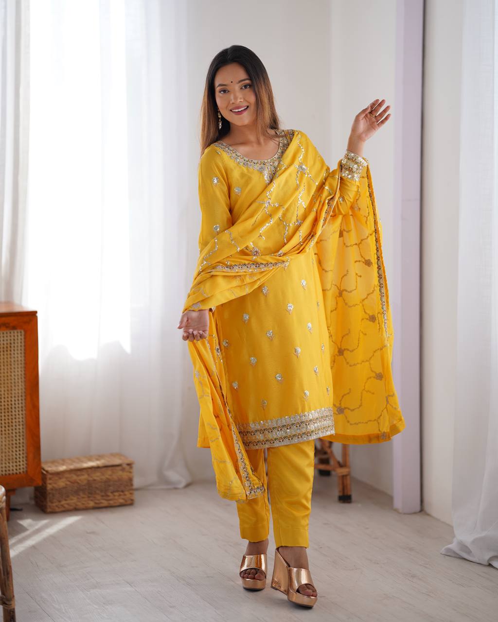 Vamika Chinon silk Classic Ethnic Suit