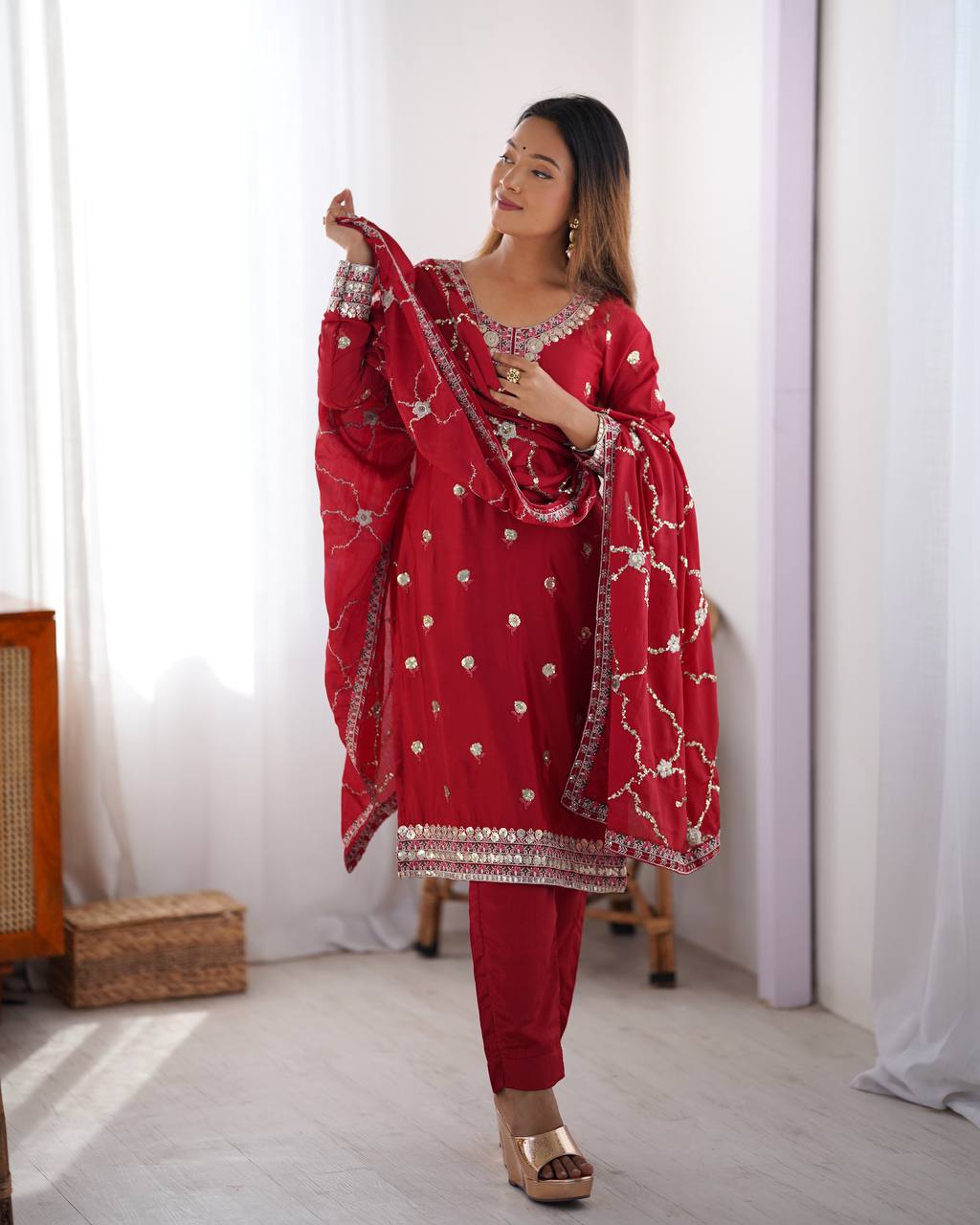 Vamika Chinon silk Classic Ethnic Suit
