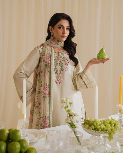 Pastel Poise Cream Embroidered Kurta Set