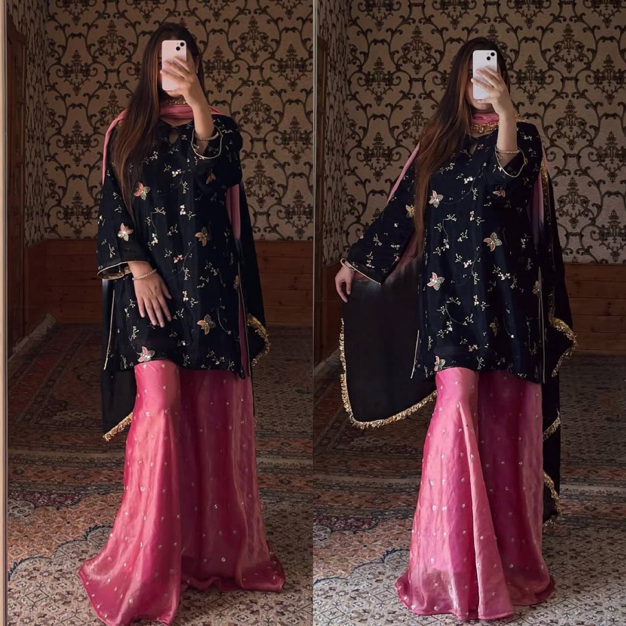 Heer Fancy Crushi Silk Party Wear Garara