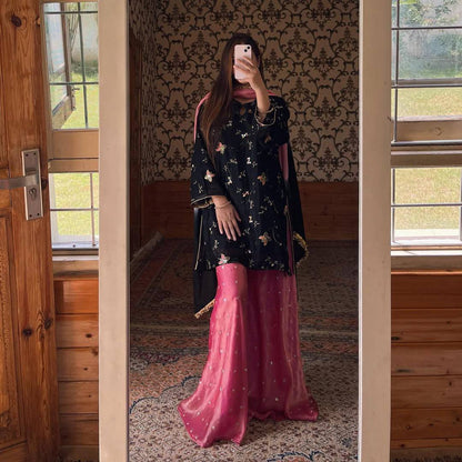 Zehra Midnight Blossom Pakistani Sharara Set
