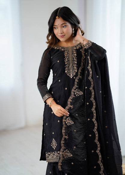 Nishaat Noir Embroidered Sharara Suit