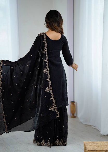 Nishaat Noir Embroidered Sharara Suit