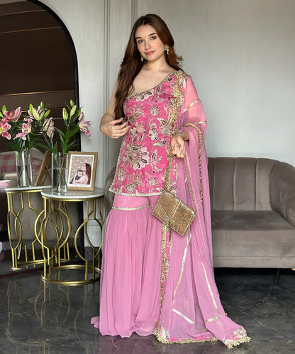 Blush Pink One Shoulder Sharara